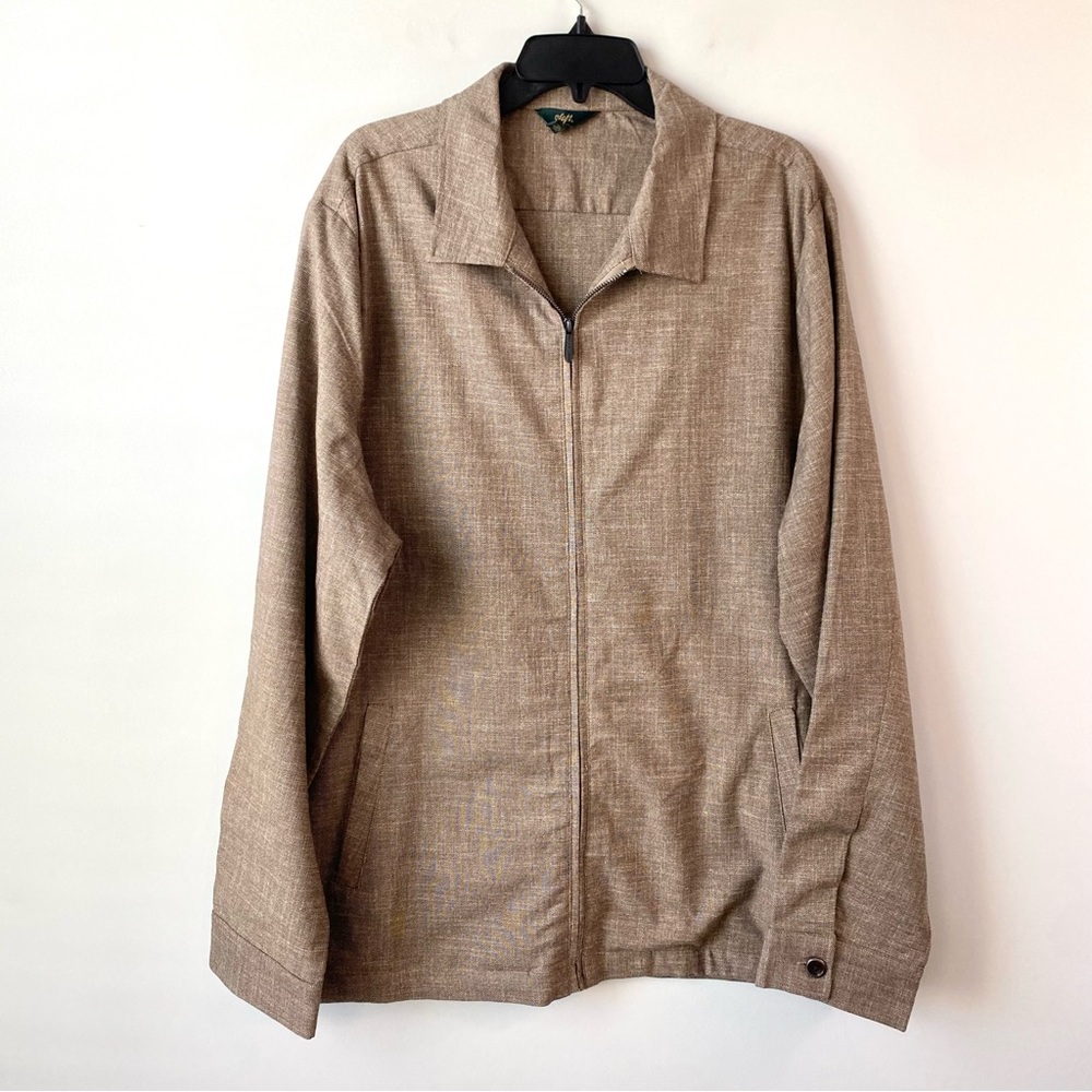 Soft Cloth‎ Unlined Zip Up Jacket Brown XXL
